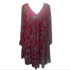Velvet long-sleeved babydoll dress